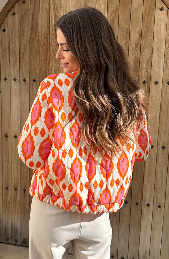 Bomber Jacket Classic Print Orange, Mäntel, Foto 4