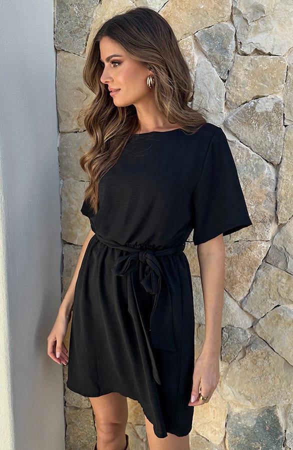 Boothals Loose Fit Jurk Zwart – jurken, foto 5