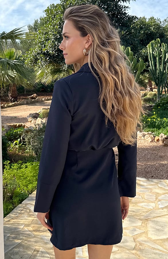Classic Elegant Blazer Dress Marine – jurken, foto 3