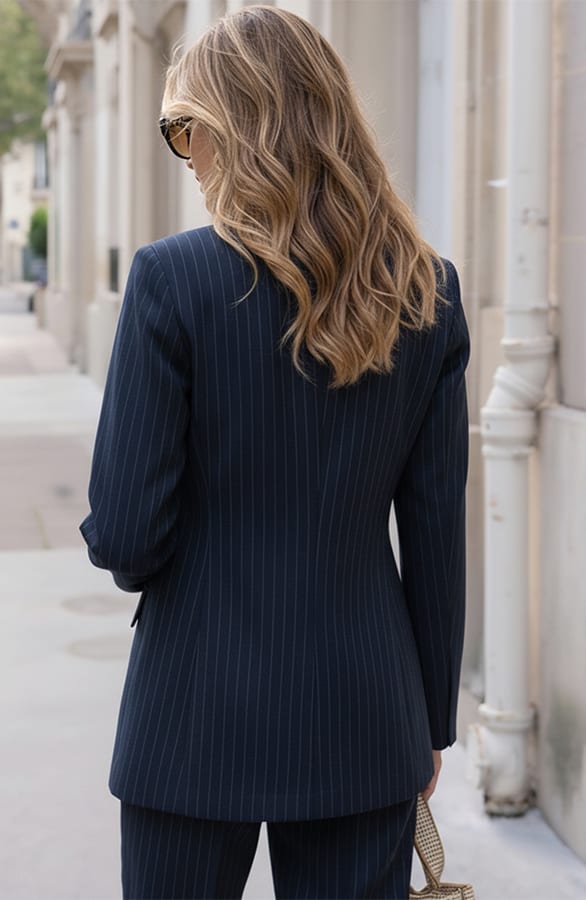 Classic Wrap Blazer Navy Stripes – jassen, foto 3