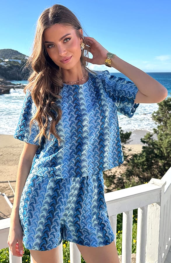 Cotton Crochet Look Top Kobalt – tops, foto 1