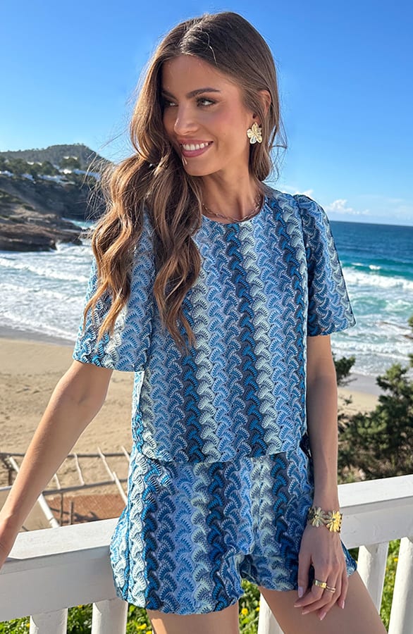 Cotton Crochet Look Top Kobalt – tops, foto 2