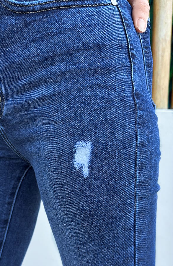 Damaged Stretch Skinny Jeans Dark Blue FMH – spijkerbroeken, foto 3
