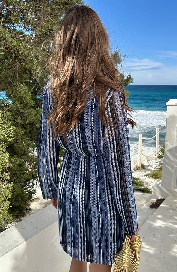 Gehaakte V-hals Jurk Limited Blauw – jurken, foto 4