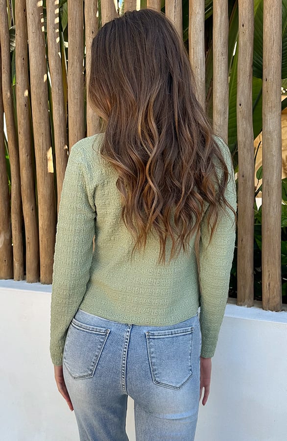 Getailleerde Cardigan Zacht Groen – tops, foto 4