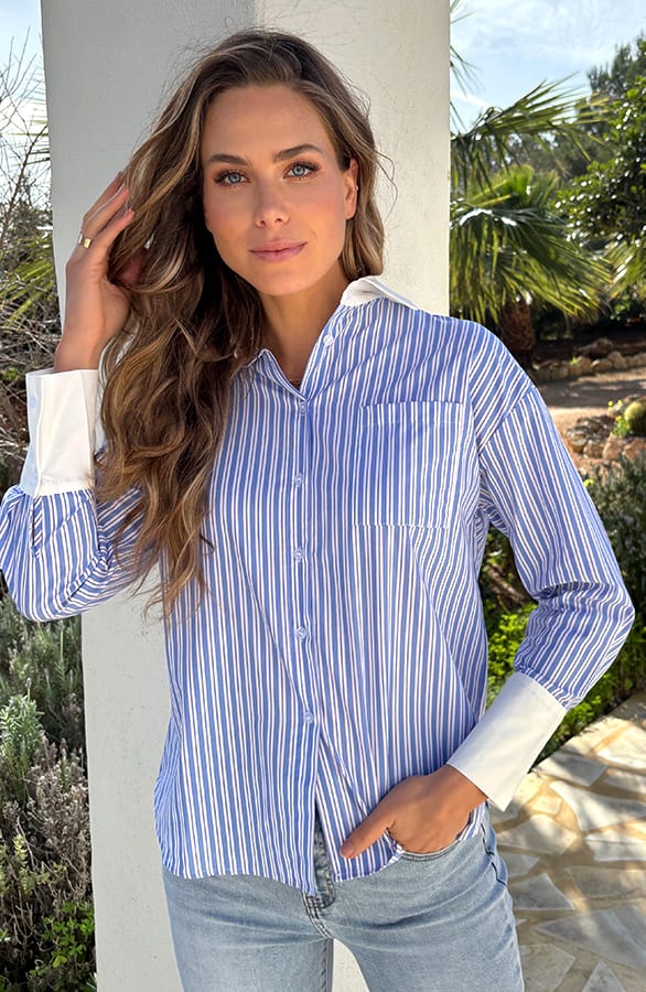 Klassische Streifenbluse Blau, Blusen, Foto 9