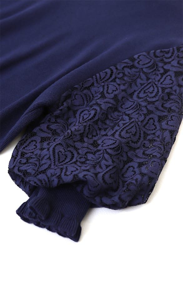 Lace Sleeve Soft Top Hearts Marine – tops, foto 5