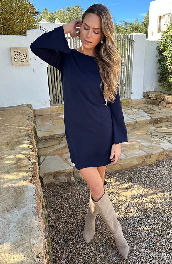 Longsleeve Jurk Open Rug Marine – jurken, foto 4