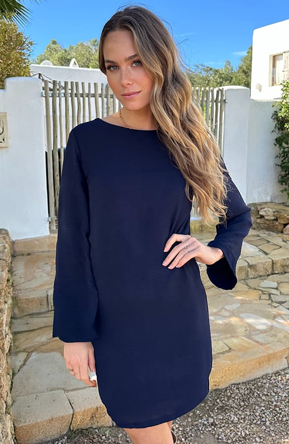 Longsleeve Jurk Open Rug Marine – jurken, foto 5