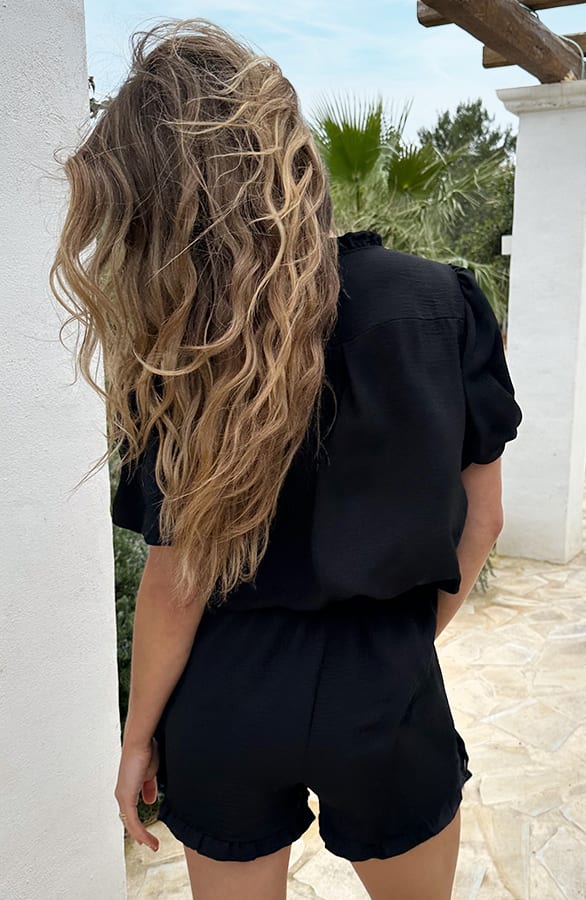 Luna Ruffle Blouse Zwart – tops, foto 4
