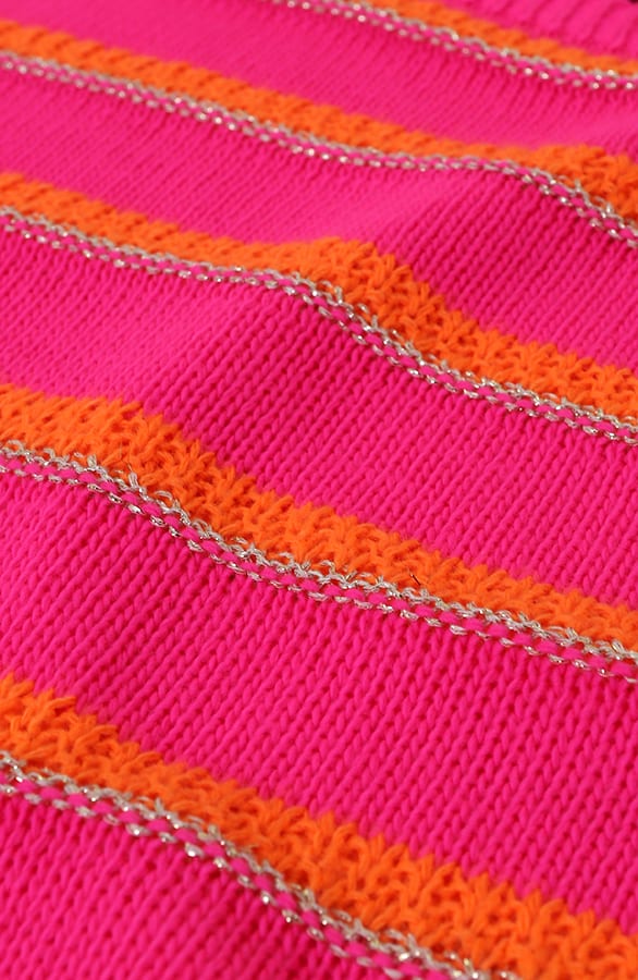 Lurex Striped Soft Trui Fuchsia Oranje – truien, foto 4