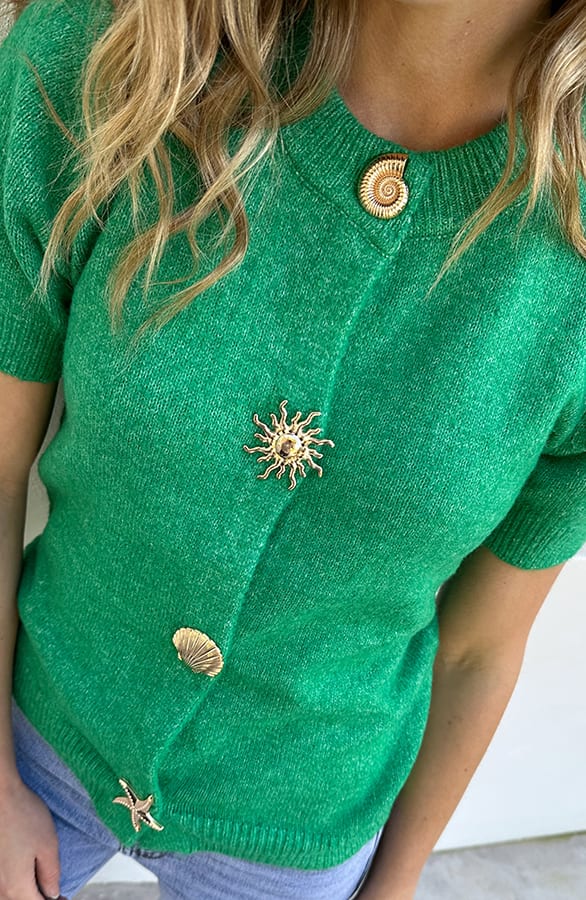 Luxe Cardigan Gouden Knopen Groen – vesten, foto 5