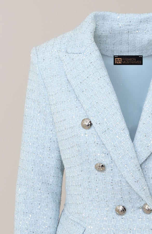 Luxury Boucle Blazer Light Blue 2.0 – jassen, foto 4