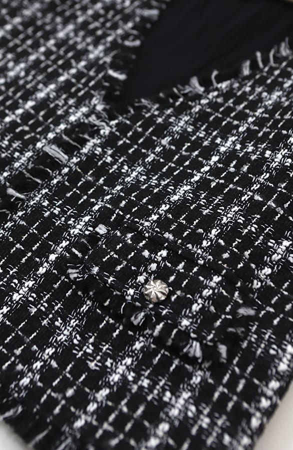 Luxury Lurex Tweed Gilet Black – gilets, foto 4