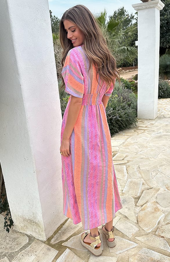 Maxi Dress Kelim Print Roze – jurken, foto 4