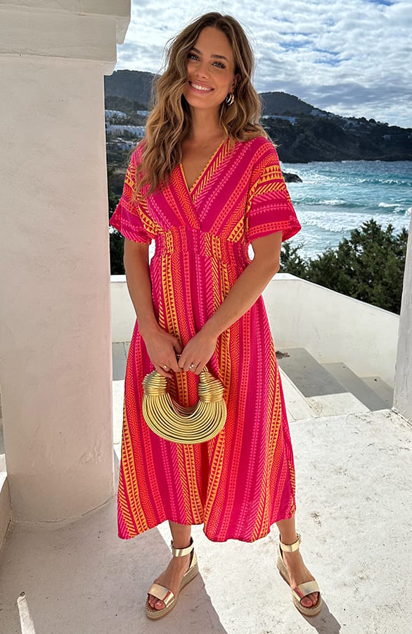 Maxi Jurk Mousseline Neon Multicolor – jurken, foto 3