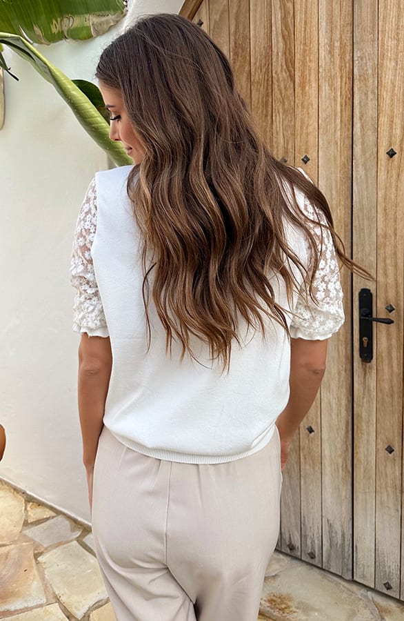 Mesh Sleeve Soft Top Daisies – tops, foto 4