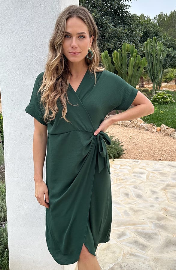 Miami Wrap Maxi Jurk Smaragd – jurken, foto 5