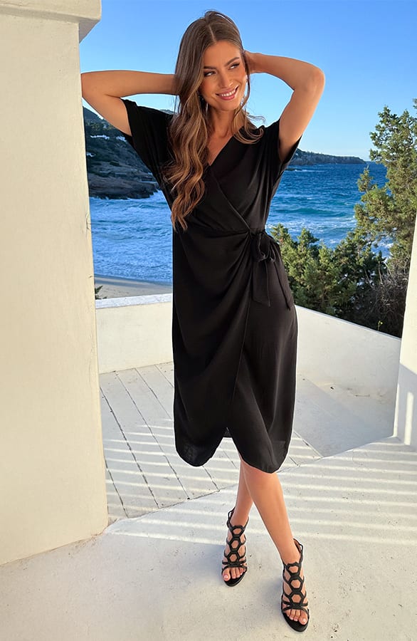 Miami Wrap Maxi Jurk Zwart – jurken, foto 5
