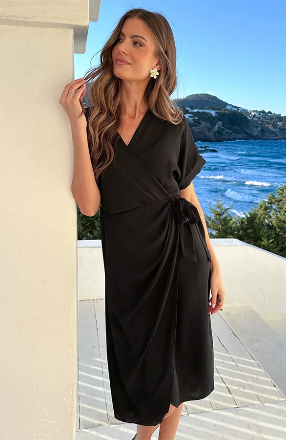 Miami Wrap Maxi Jurk Zwart – jurken, foto 1