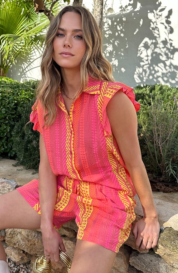 Mousseline Kelim Print Short Neon – shorts, foto 4