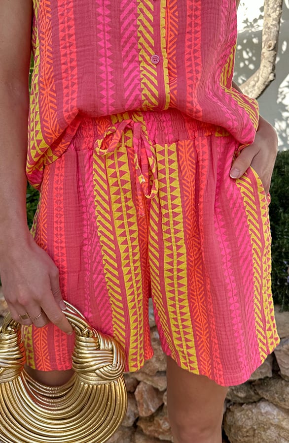Mousseline Kelim Print Short Neon – shorts, foto 1