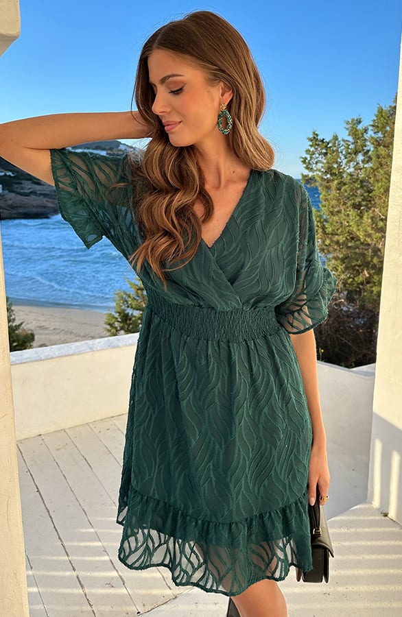 Noa Premium Ruffle Jurk Smaragd – jurken, foto 6