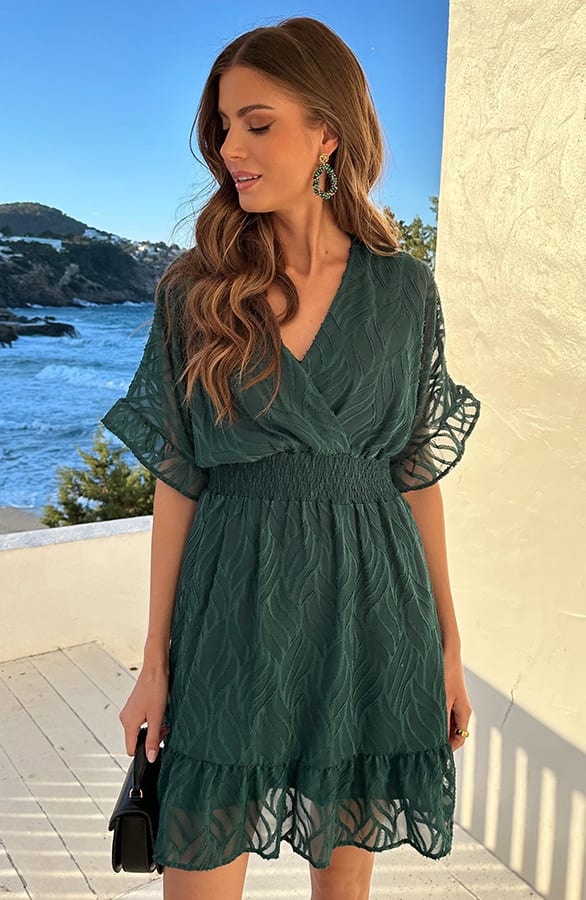 Noa Premium Ruffle Jurk Smaragd – jurken, foto 8