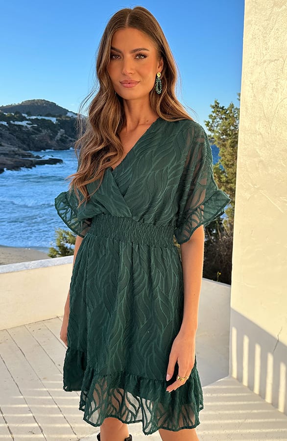 Noa Premium Ruffle Jurk Smaragd – jurken, foto 7