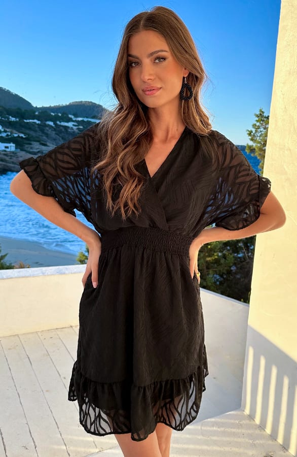 Noa Premium Ruffle Jurk Zwart – jurken, foto 8
