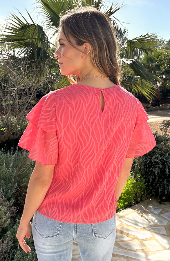 Noa Ruffle Top Koraal – tops, foto 4