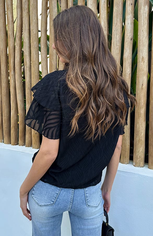Noa Ruffle Top Zwart – tops, foto 3