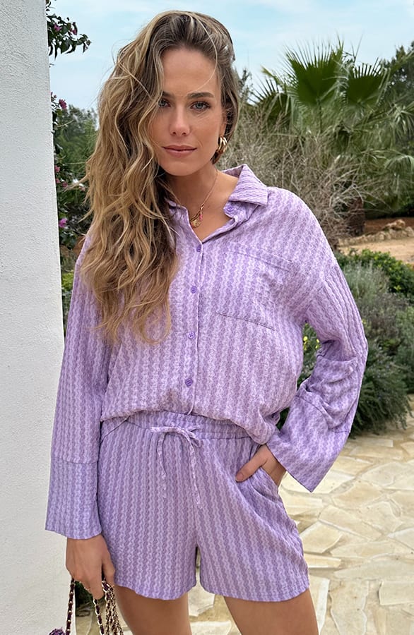 Oversized Detailed Blouse Lila – blouses, foto 3