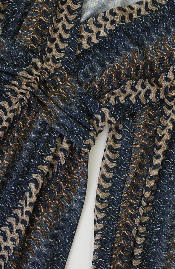 Smocked Waistband Lurex Jurk Marine – jurken, foto 3