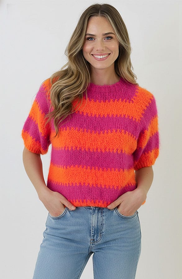 Soft Striped Sweater Fuchsia – truien, foto 5