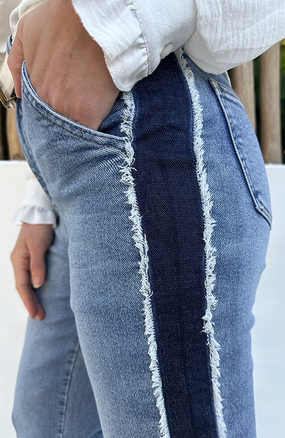 Wide Leg Jeans Bies Detail Mid Blue Stretch FMH – spijkerbroeken, foto 6