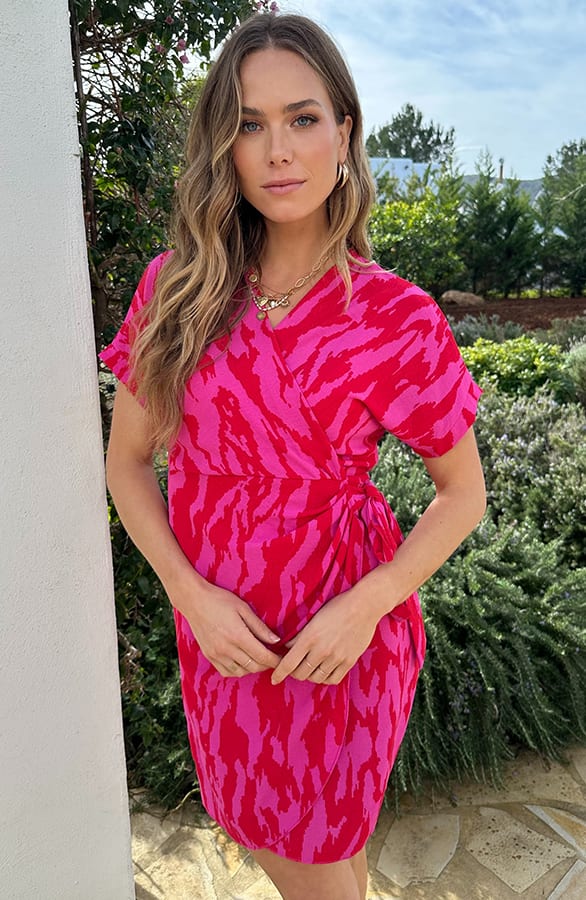 Wrap Jurk Zebra Fuchsia – jurken, foto 6
