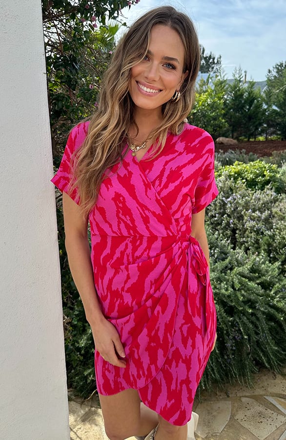 Wrap Jurk Zebra Fuchsia – jurken, foto 5