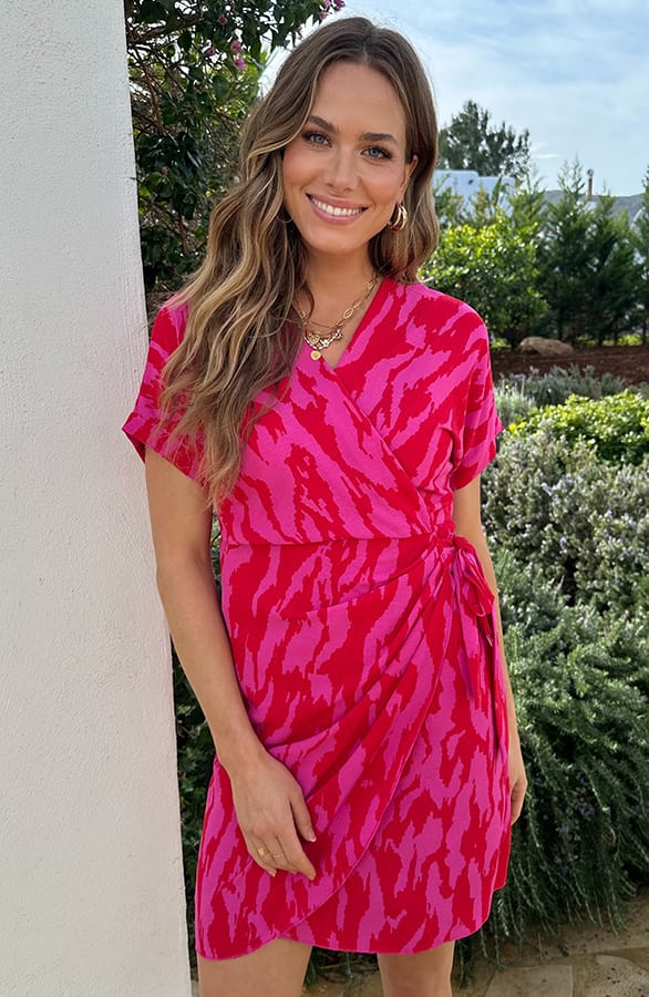 Wrap Jurk Zebra Fuchsia – jurken, foto 3