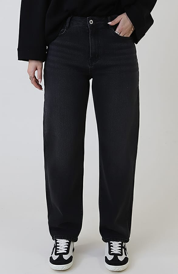 Barrel Jeans Stretch Washed Black – spijkerbroeken, foto 6