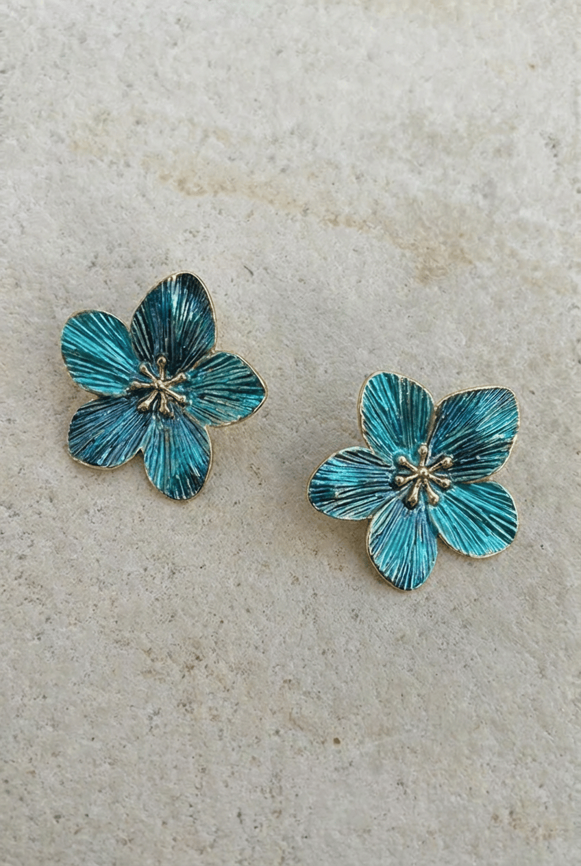 Boho Bloemen Oorbellen Blue – alle accessoires, foto 1