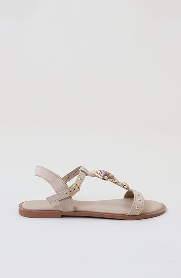Boho Sandalen Met Studs Suede Beige – alle schoenen, foto 3