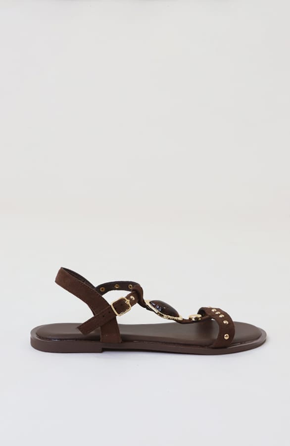 Boho Sandalen Met Studs Suede Choco – alle schoenen, foto 3