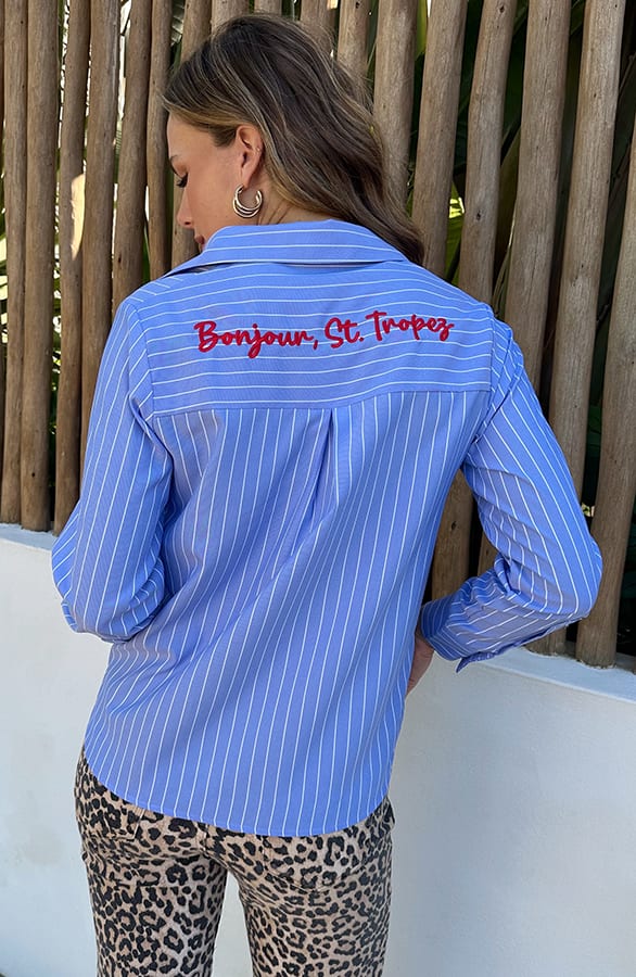 Bonjour Stripe Blouse Blauw
