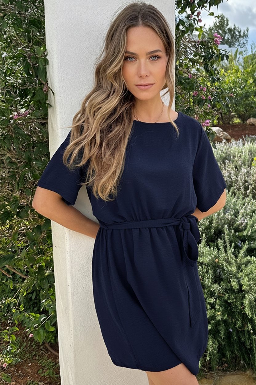 Boothals Loose Fit Jurk Marine – jurken, foto 5