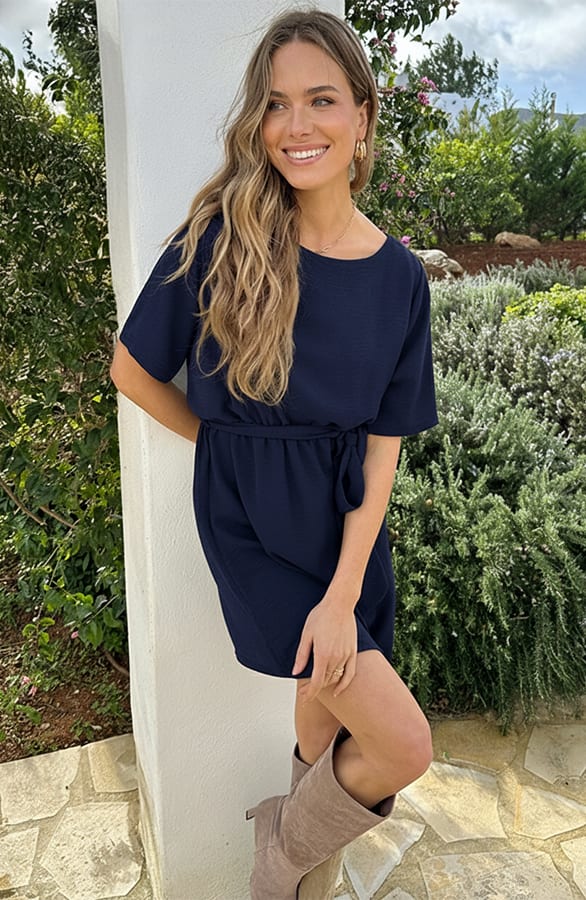 Boothals Loose Fit Jurk Marine – jurken, foto 6