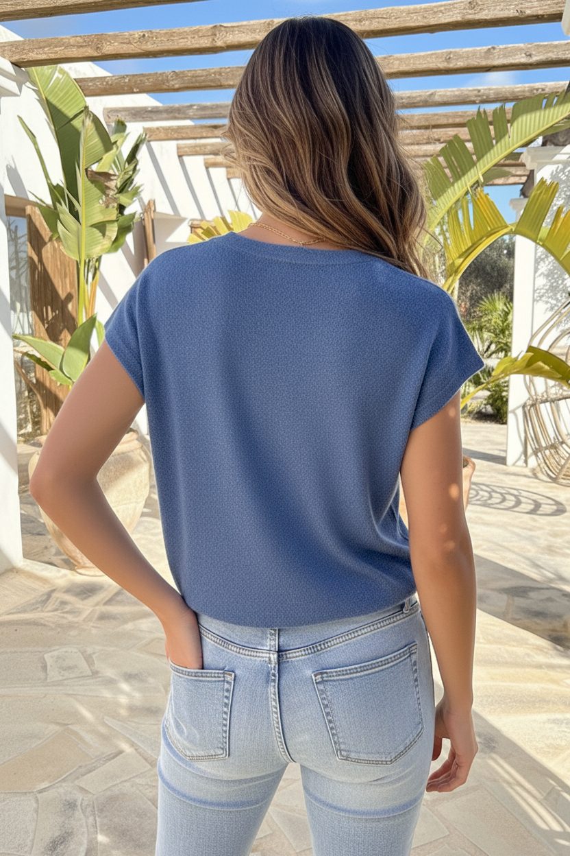 Cardigan Short Sleeve Jeans Blue – vesten, foto 3