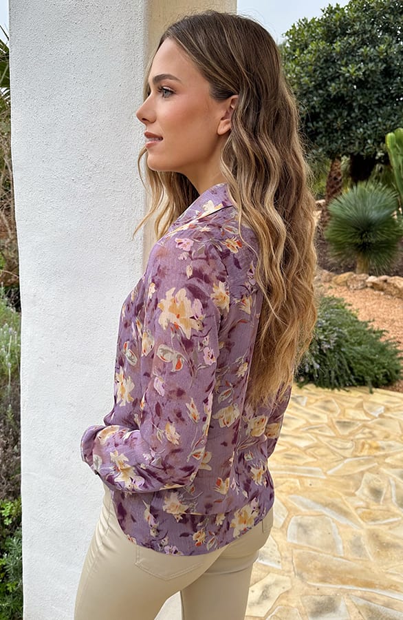Chiffon Print Blouse Paars – blouses, foto 4