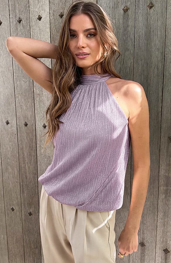 Elegance Halter Top Lurex Lila – tops, foto 2