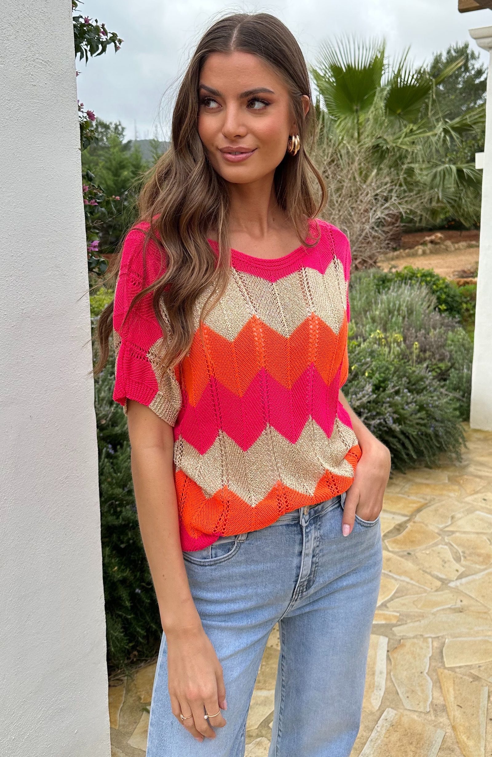 Gehaakte Trui Zigzag Fuchsia Oranje – alle kleding, foto 8